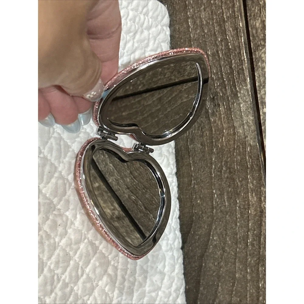 COACH CF153 Glitter Heart Compact Mirror Wine Stocking Stuff